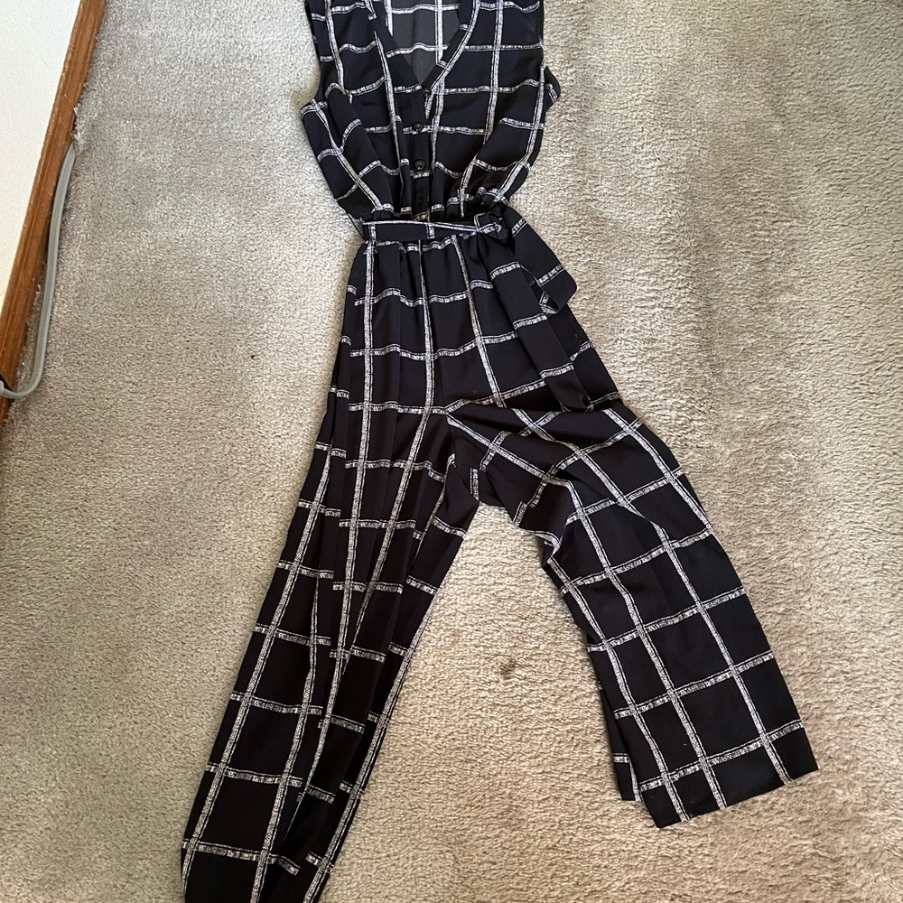 Apt. 9 Black and White Grid Jumpsuit
